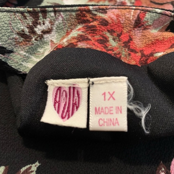 💜 AUW Black Floral Cold Shoulder Dress Size 1X - Picture 3 of 7